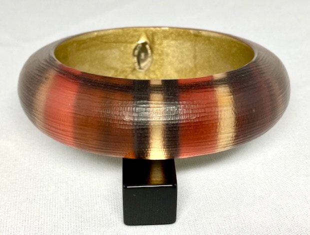 LG263 Early Alexis Bittar handpainted plaid lucite bangle